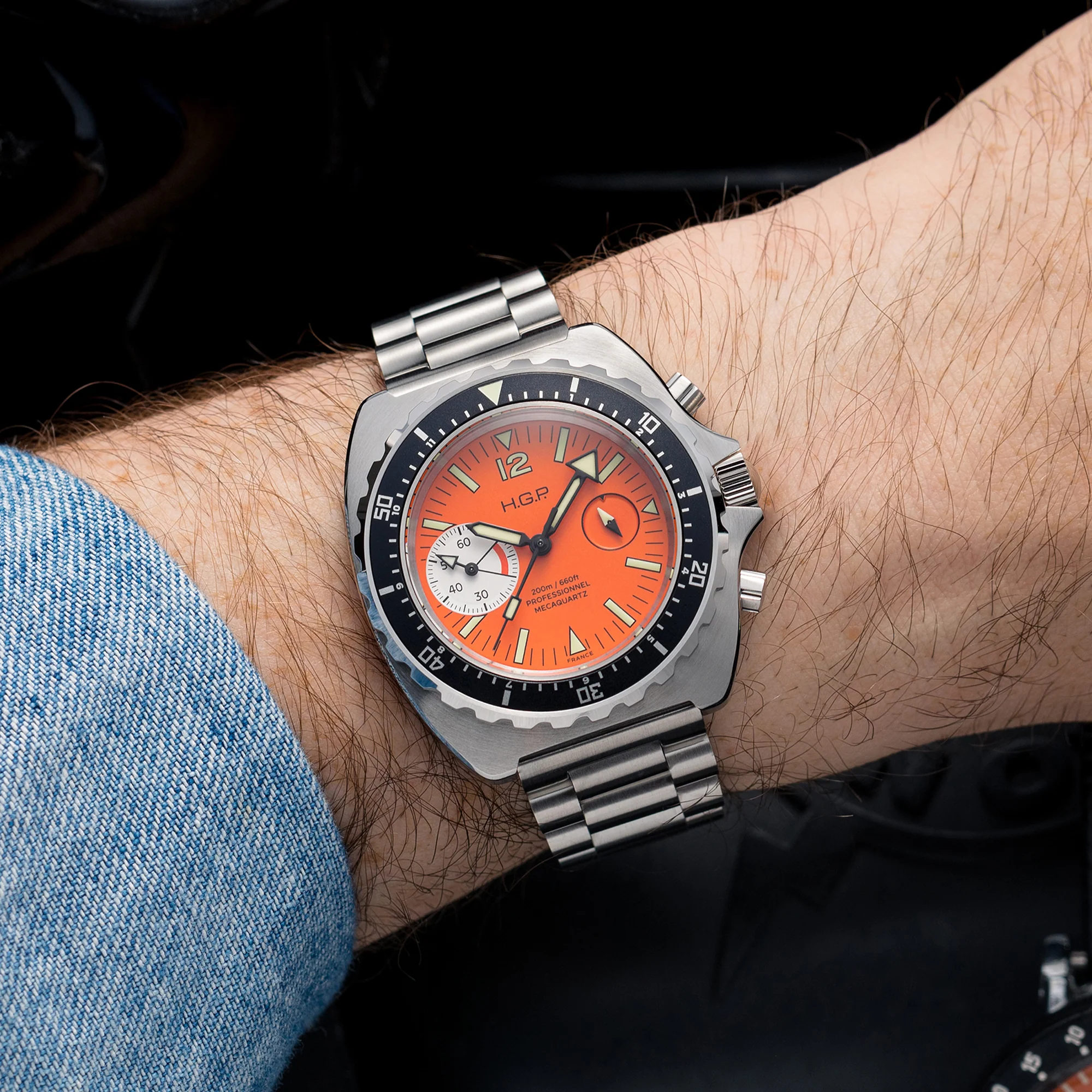 Diver 200M Chrono-Mecaquartz - Orange Dial & White Big-Eye Chronograph - Image 10