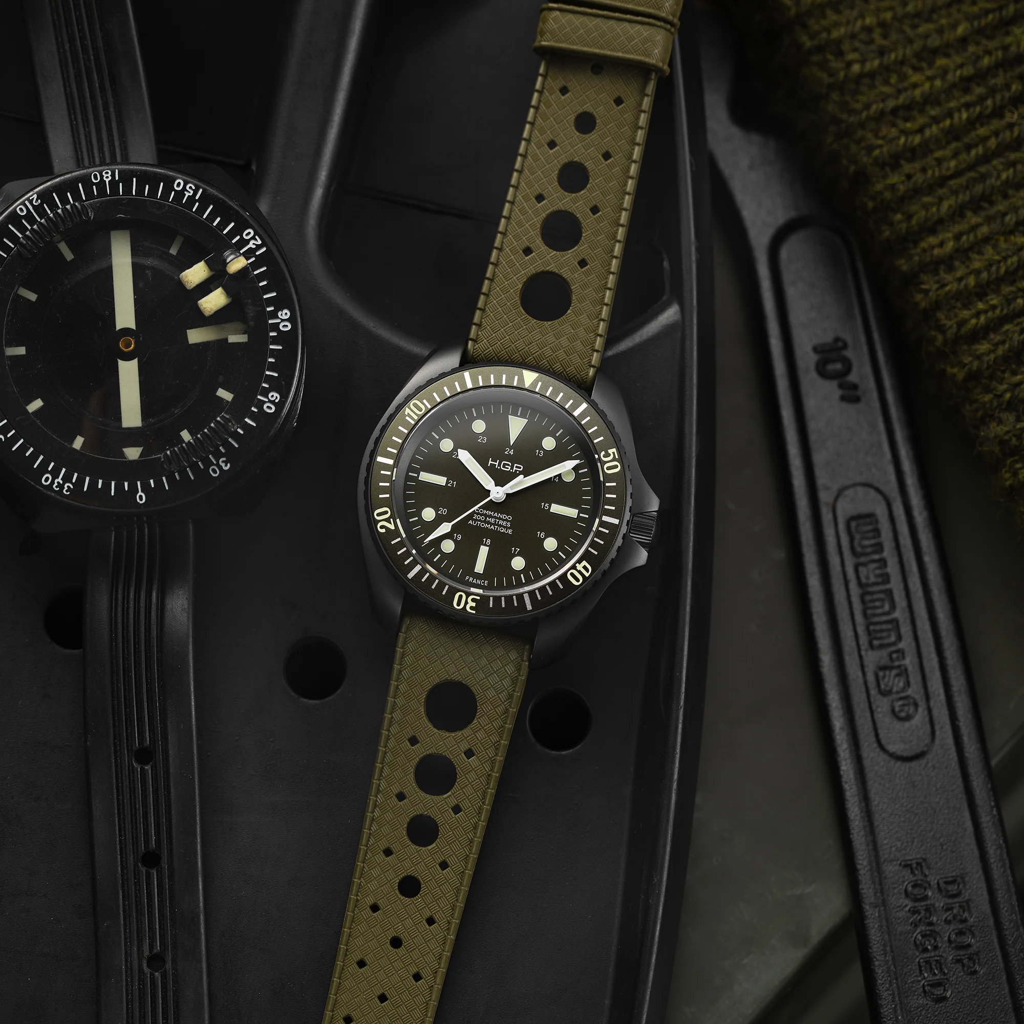 Diver 200M Automatic Commando Diving Watch - Green & Black PVD - Image 5