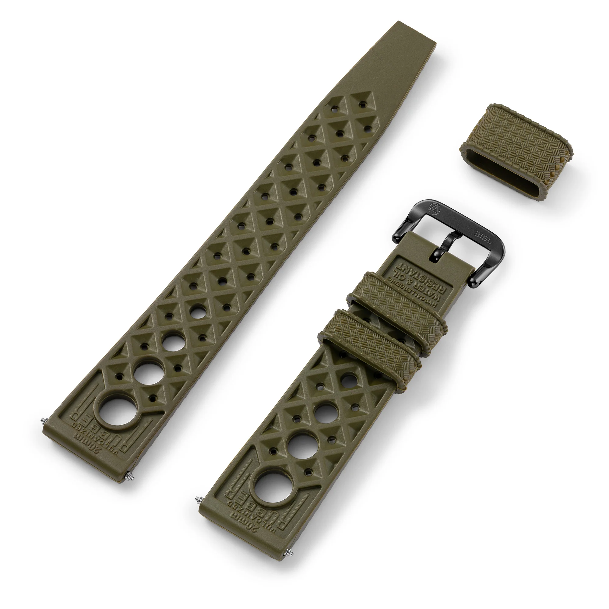 Army Green "Rally" Tropic Rubber Strap - NSA - Image 4