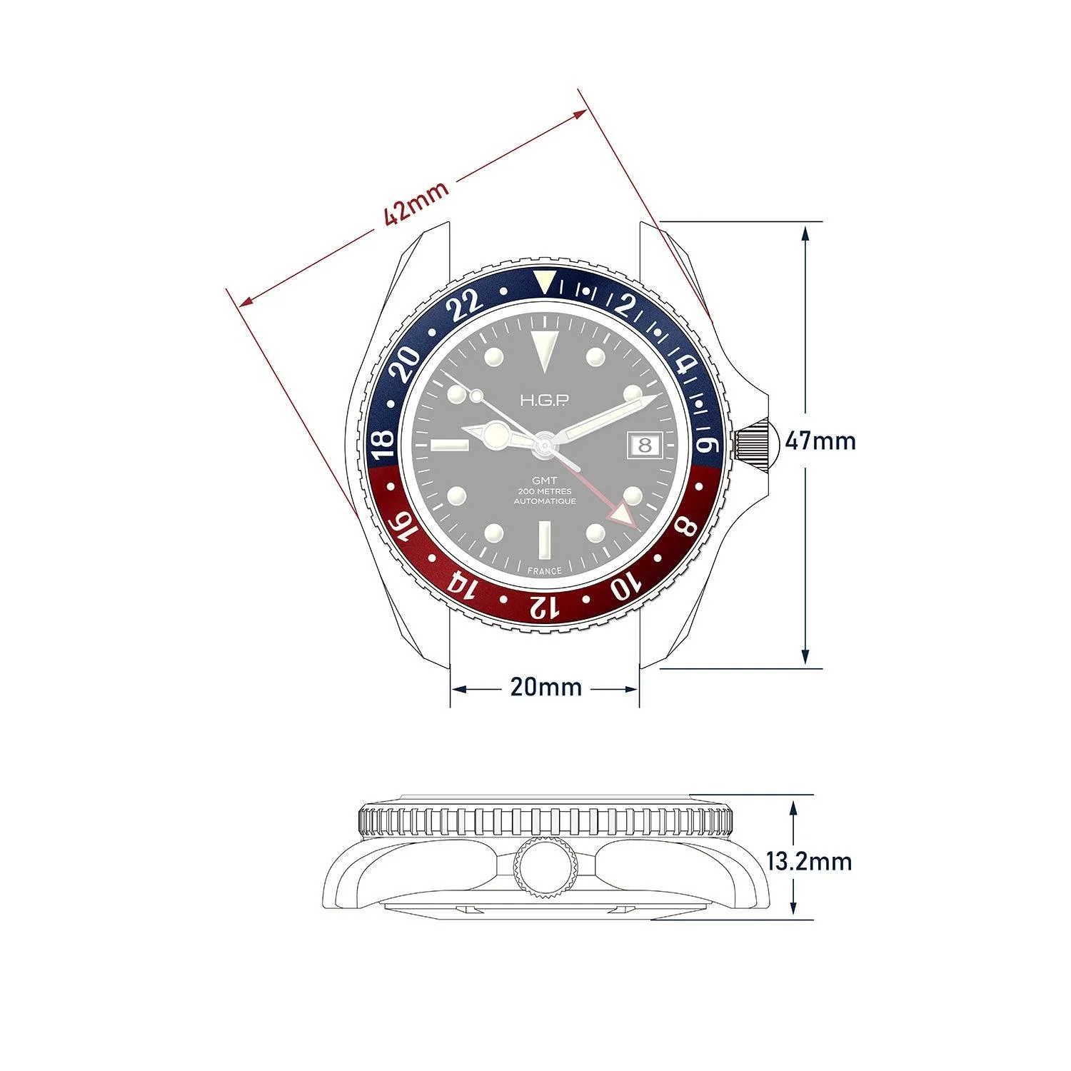 Diver GMT 200M Automatic Diving Watch - Blue & Black "Batman" - Image 10