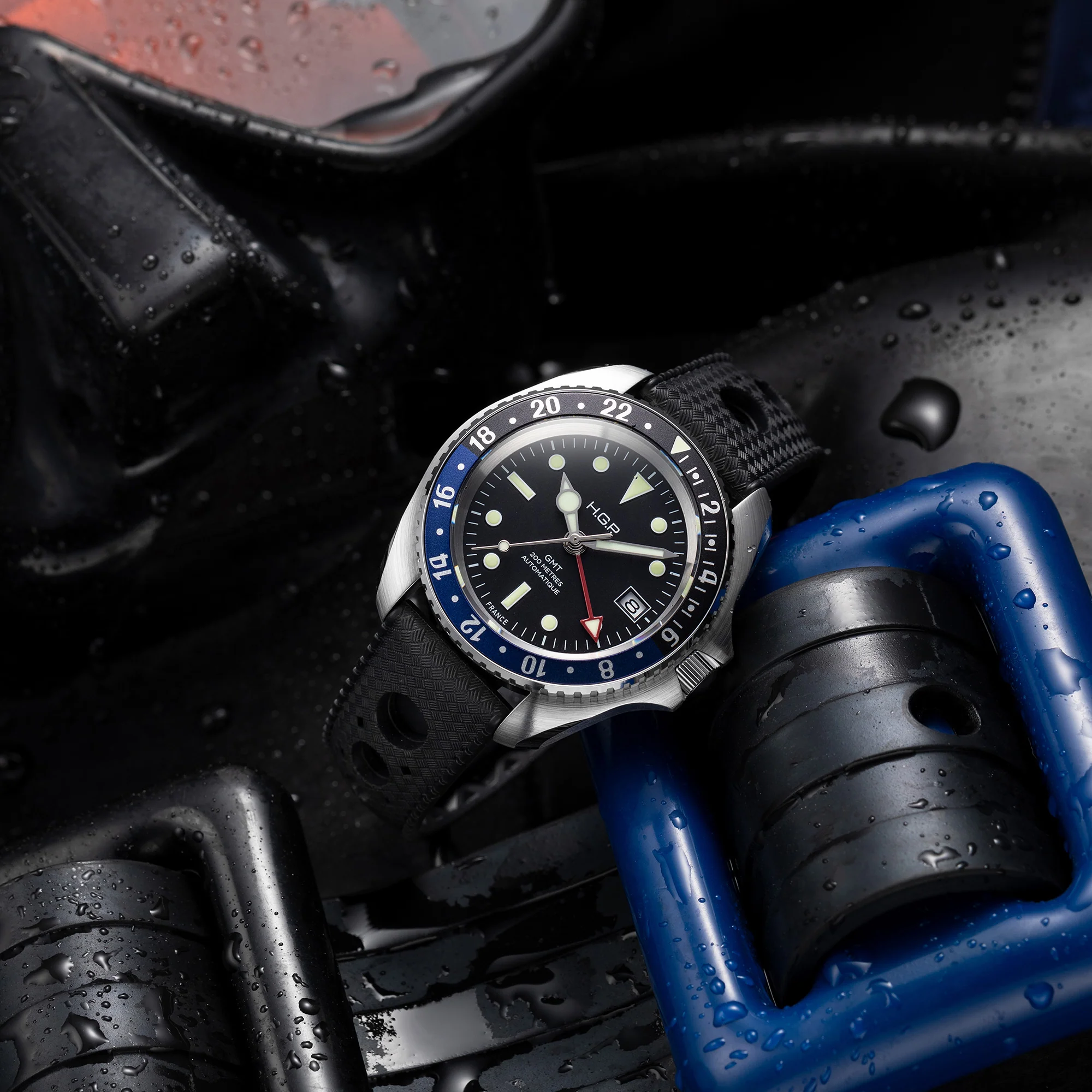 Diver GMT 200M Automatic Diving Watch - Blue & Black "Batman" - Image 4