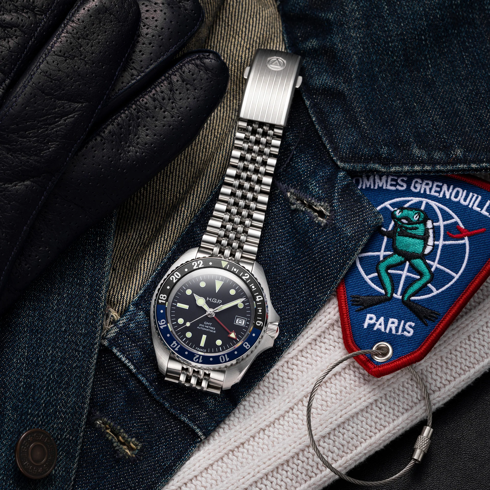 Diver GMT 200M Automatic Diving Watch - Blue & Black "Batman" - Image 8
